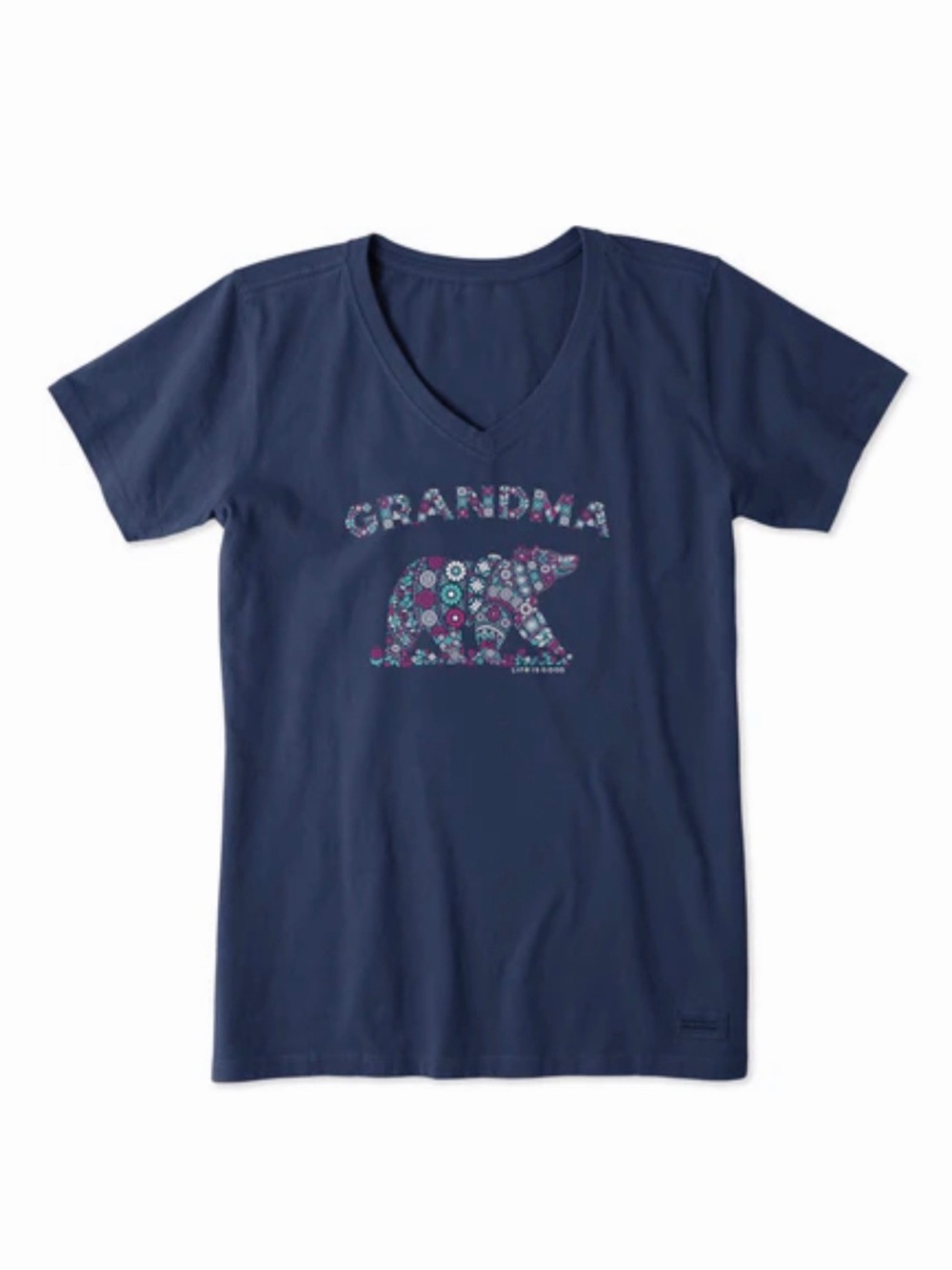 Life is Good Grandma Bear Short Sleeve VNeck Crusher Tee